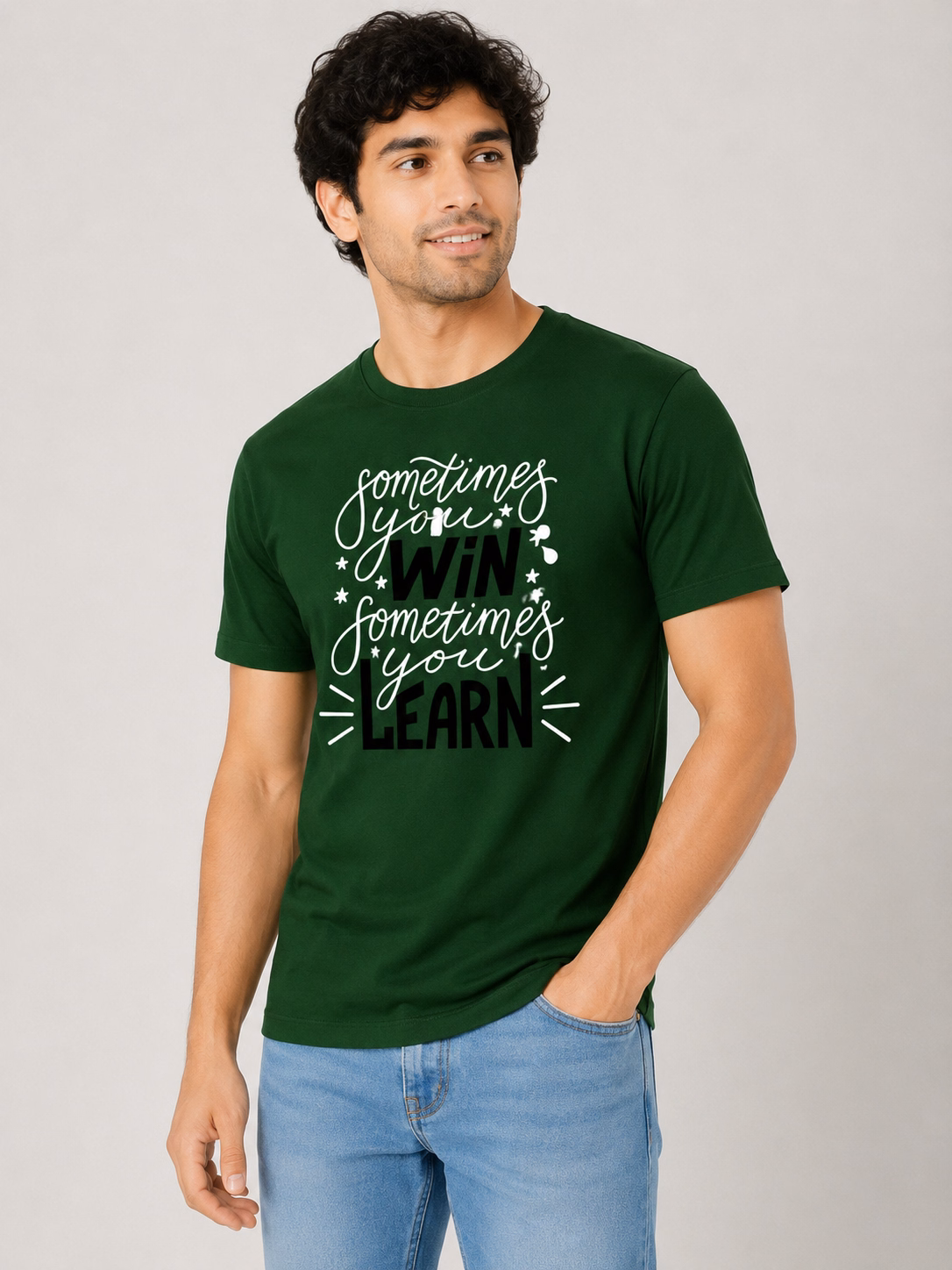 Sometimes Premium Cotton Bottle Green Tshirt